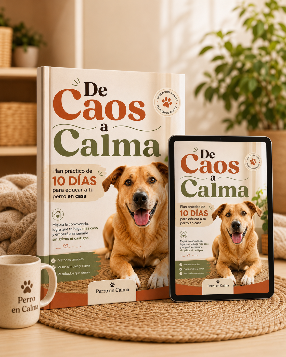 Portada y tablet de la guía De Caos a Calma
